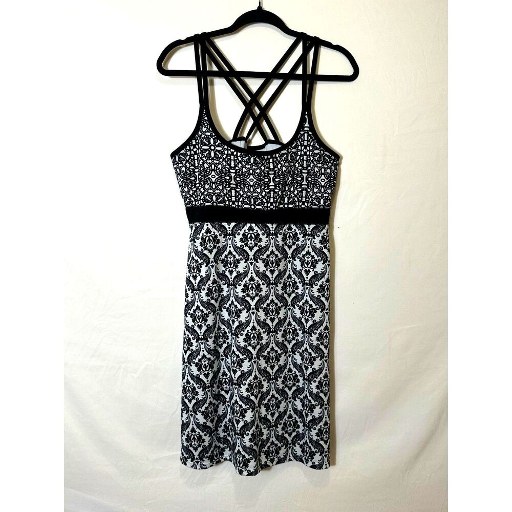 Lola Women's Black/White Athletic Dress Shelf Bra Minidress Size S Empire Waist